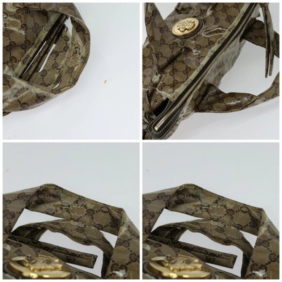 GUCCI GG Crystal Hand Bag Coated Canvas Brown Gold 197020 Auth 119369 - Picture 16 of 16